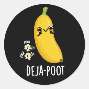 Sticker Rond Poot de deja Funny Banana Double Pun de panier fon