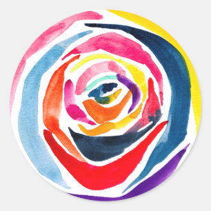Sticker Rond Pop aquarelle rose Abstrait