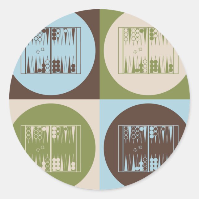 Sticker Rond Pop Art Backgammon (Devant)