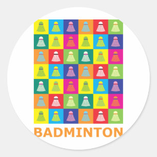 Sticker Rond Pop Art Badminton