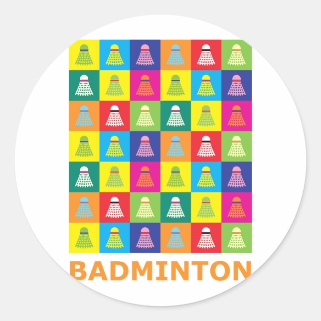 Sticker Rond Pop Art Badminton (Devant)