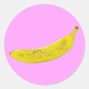 Sticker Rond Pop Art Banana en jaune