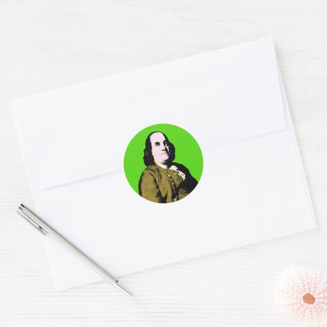 Sticker Rond Pop Art Ben Franklin (Enveloppe)
