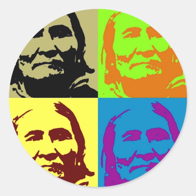 Sticker Rond Pop Art Freedom Fighter Geronimo (Devant)