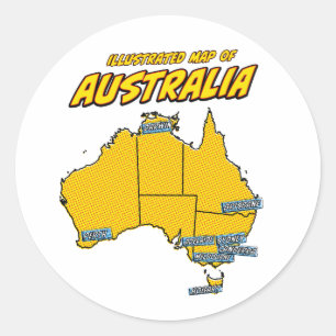 Sticker Rond Pop Art Illustré Australie