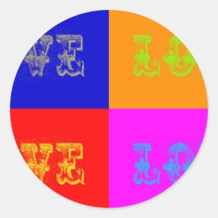 Sticker Rond Pop Art Love