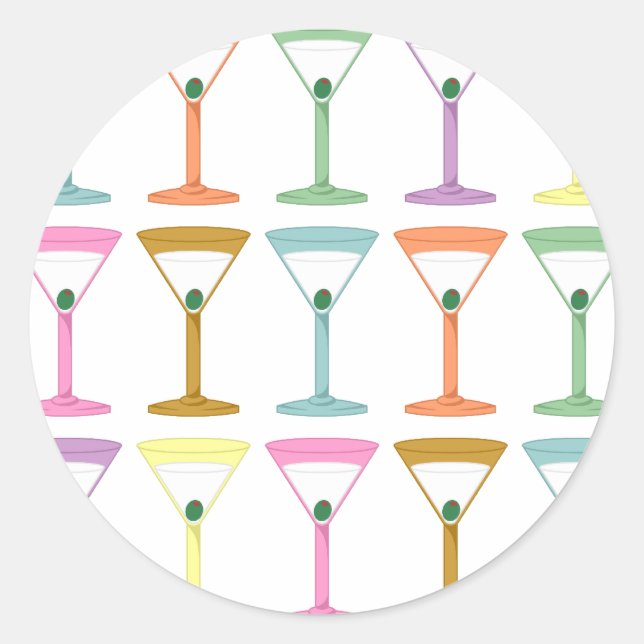 Sticker Rond Pop Art Martinis (Devant)