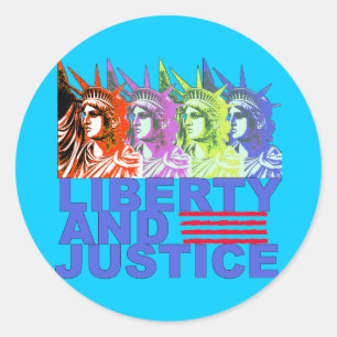 Sticker Rond Pop Art Statue des produits Liberty