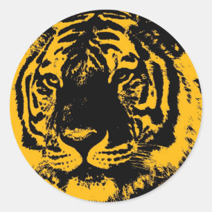 Sticker Rond Pop Art Tiger
