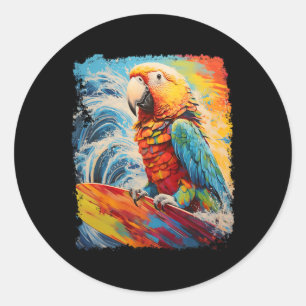Sticker Rond Pop Art Vintage Oiseau de compagnie Perroquet fais