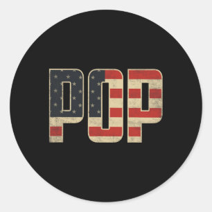 Sticker Rond Pop Bold Drapeau Américain Patriotique Fête des Pè
