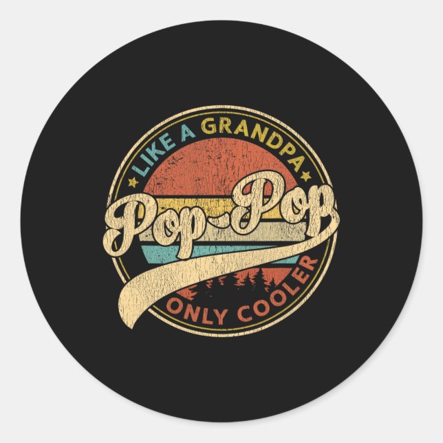Sticker Rond Pop Comme Un Grand-Père Seulement Glacière Retro P (Devant)