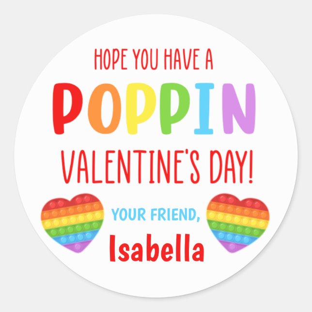 Sticker Rond Pop Fidget Valetine's Day Favoriser les autocollan (Devant)