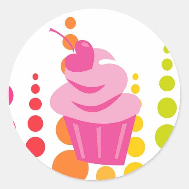 Sticker Rond Pop Heart Cupcake (Devant)