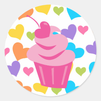 Sticker Rond Pop Heart Cupcake
