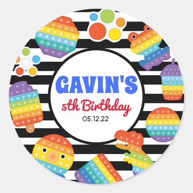Sticker Rond Pop It Anniversaire Sticker, Fidget Anniversaire S (Devant)