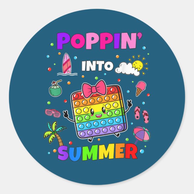 Sticker Rond Pop It Poppin Dans L'Été Premier Jour De L'École G (Devant)
