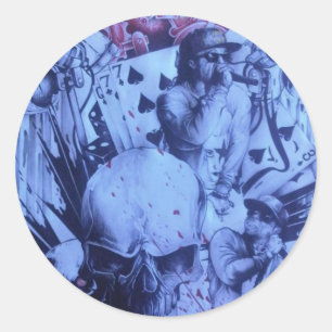 Sticker Rond Pop Musicians Blue Purple Art Imprimer