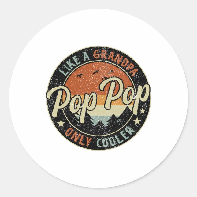 Sticker Rond Pop Pop Comme Un Grand-Père Seulement Glacière Vin (Devant)