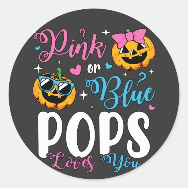 Sticker Rond Pop Rose Ou Bleu Vous Aime Bébé Citrouille (Devant)