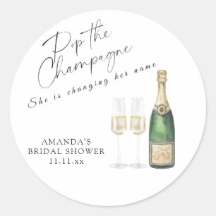 Sticker Rond Pop the Champagne Bridal shower