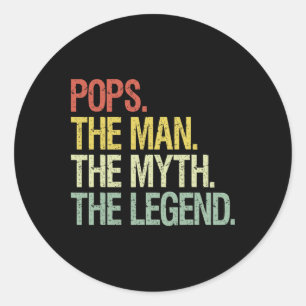 Sticker Rond Pop The Man The Myth The Legend Fathers Don