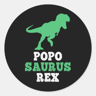 Sticker Rond Popo-saurus Rex Dino Dinosaur Poposaurus Drôle