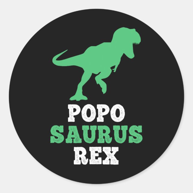 Sticker Rond Popo-saurus Rex Dino Dinosaure Drôle Poposaurus  (Devant)