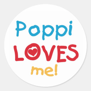 Sticker Rond Poppi aime mes t-shirts et cadeaux