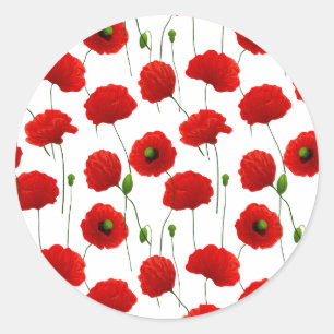 Sticker Rond Poppies