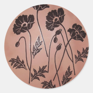 Sticker Rond Poppies de velours vintage