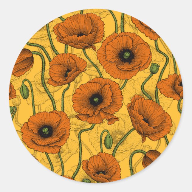 Sticker Rond Poppies orange (Devant)