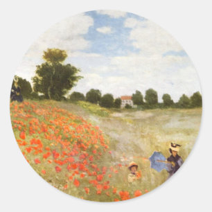 Sticker Rond Poppies rouges en floraison - Claude Monet