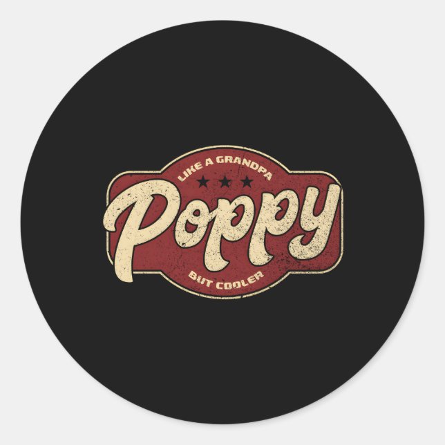 Sticker Rond Poppy Comme Un Grand-Père Mais Er Poppy Grand-Père (Devant)