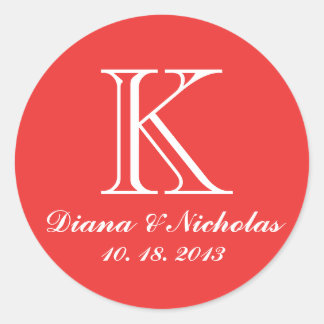Sticker Rond Poppy rouge merci monogramme mariage faveur autoco