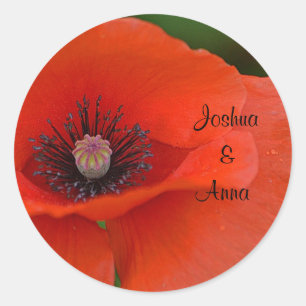 Sticker Rond Poppy rouge personnalisé