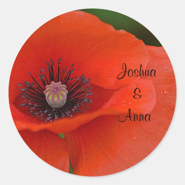 Sticker Rond Poppy rouge personnalisé (Devant)