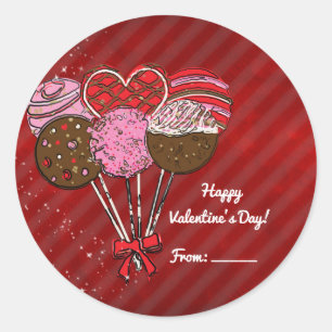 Sticker Rond Pops de gâteau de la Saint-Valentin Faveur de fête