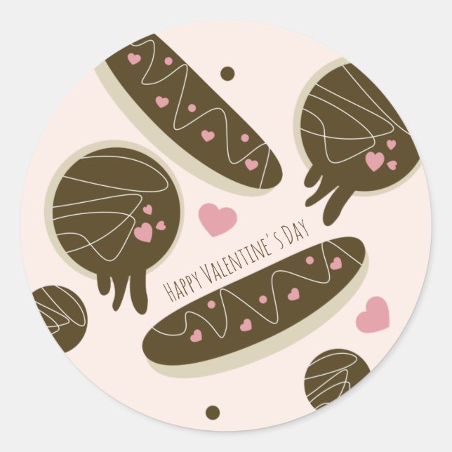 Sticker Rond Pops de gâteaux Donuts Eclair Saint-Valentin Entre (Devant)