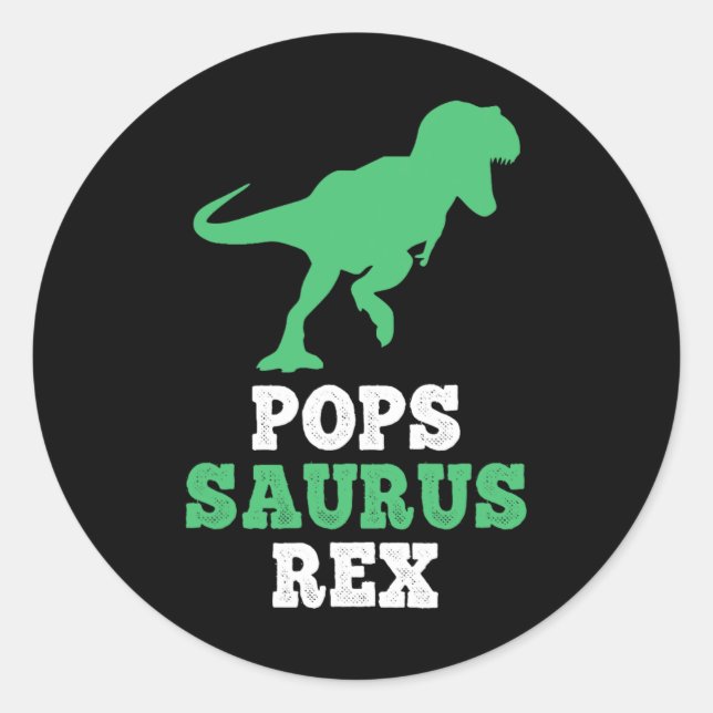 Sticker Rond Pops-saurus Rex Dino Dinosaure Drôle Popssaurus  (Devant)