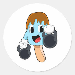 Sticker Rond Popsicle at Strength entraînement avec Dumbbells