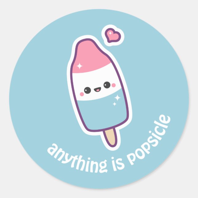Sticker Rond Popsicle drôle mignon (Devant)