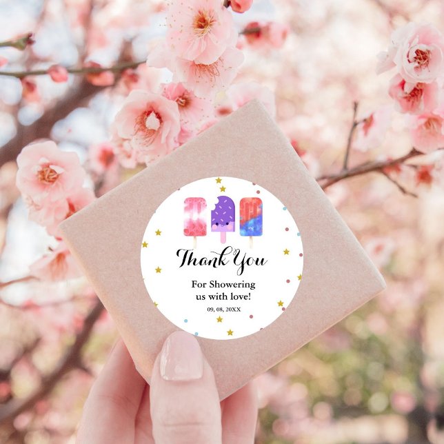Sticker Rond Popsicle Elle est prête à pop Baby shower (Créateur téléchargé)