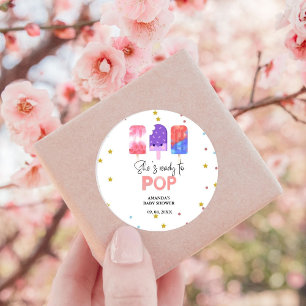 Sticker Rond Popsicle Elle est prête à pop Baby shower