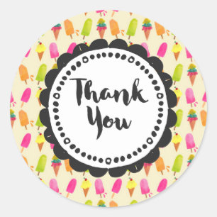 Sticker Rond Popsicles et Merci de glace