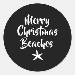 Sticker Rond Populaire Funny Joyeux Plages de Noël Starfish