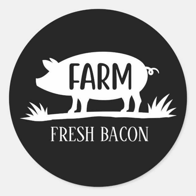 Sticker Rond Porc bacon frais de la ferme ajouter du texte (Devant)
