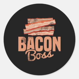 Sticker Rond Porc Viande Petit-Déjeuner Bbq Bycon Lover - Bycon