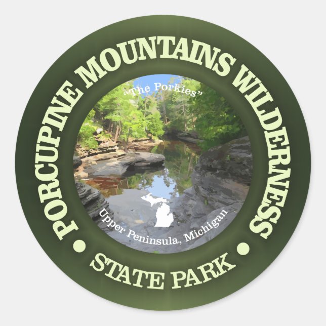 Sticker Rond Porcupine Mountains Wilderness SP (Devant)