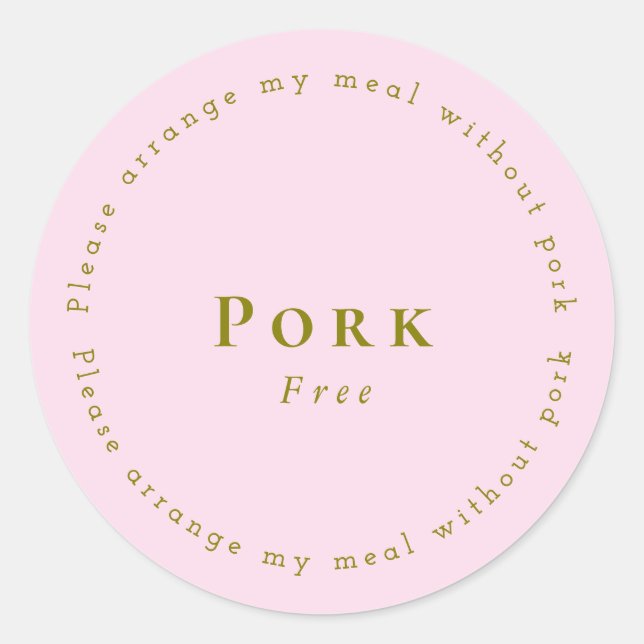 Sticker Rond Pork-Free Request Sticker, Light pink (Devant)